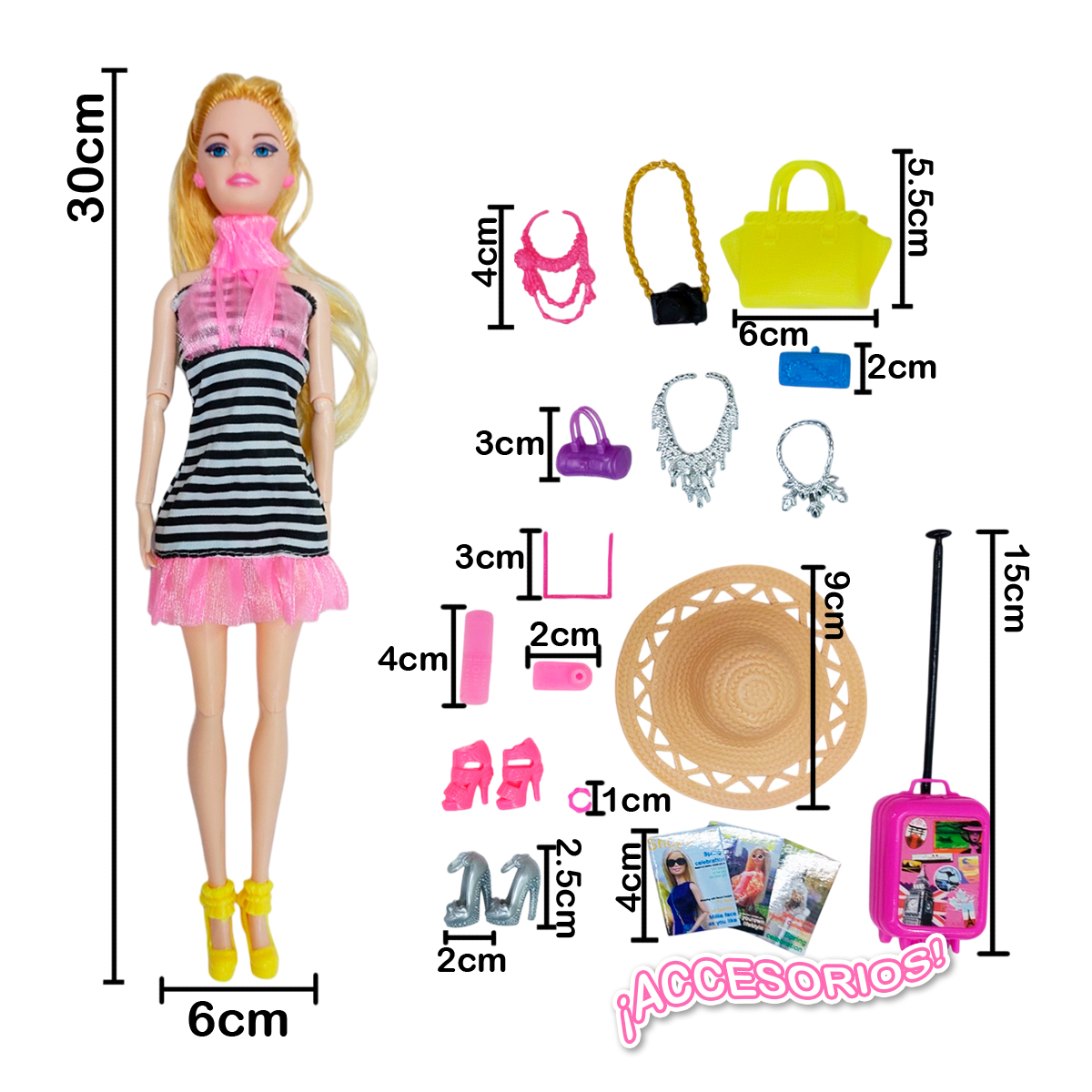 Miniatura 5 de Muñeca Articulada Viajera Collar HB041